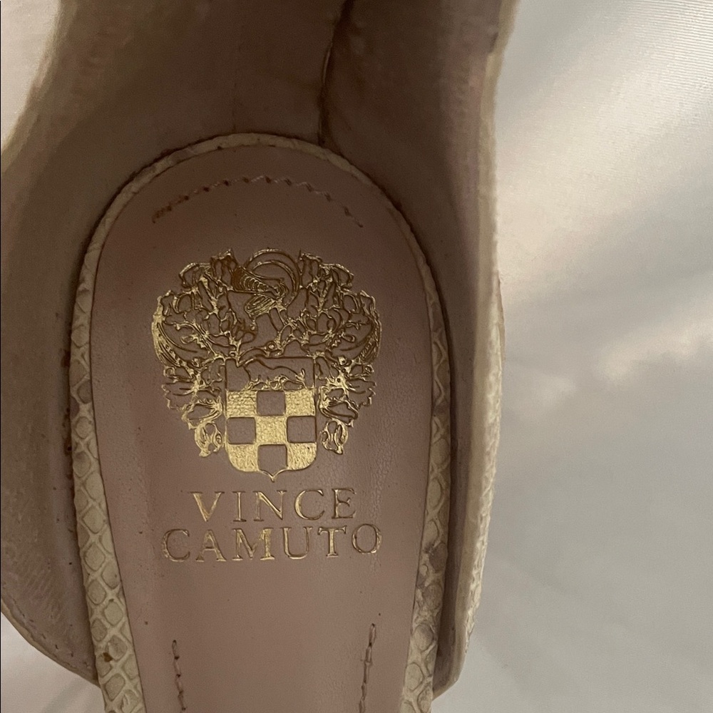 Vince Camuto High-Heel Ankle Strap Sandals in Neutral Snake Print - Picture 5 of 10